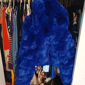 Blue fur coat it's an large.
